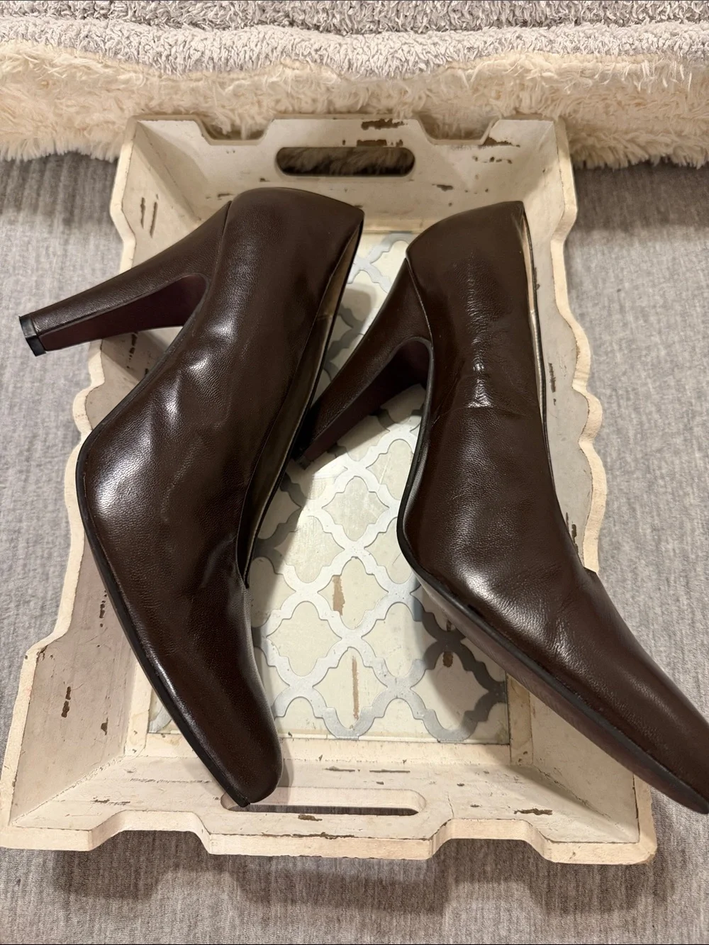 Bellini Dark Brown Leather Pointed-Toe Pumps